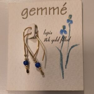 Gold and Blue Lapis Earrings